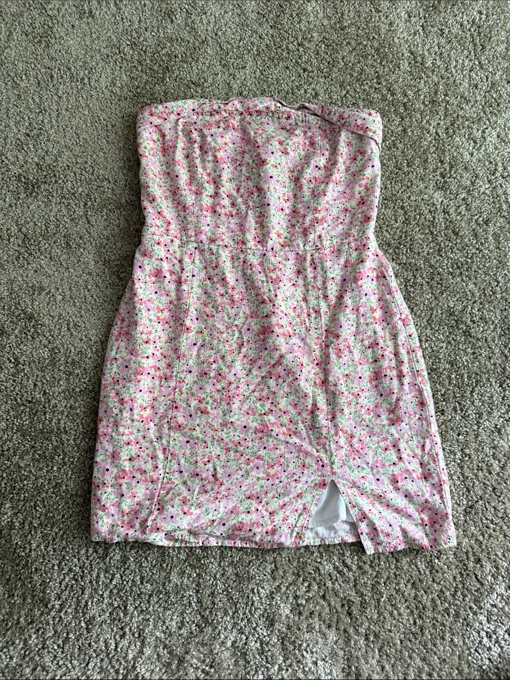 Aeropostale Pink Floral Strapless Mini Dress